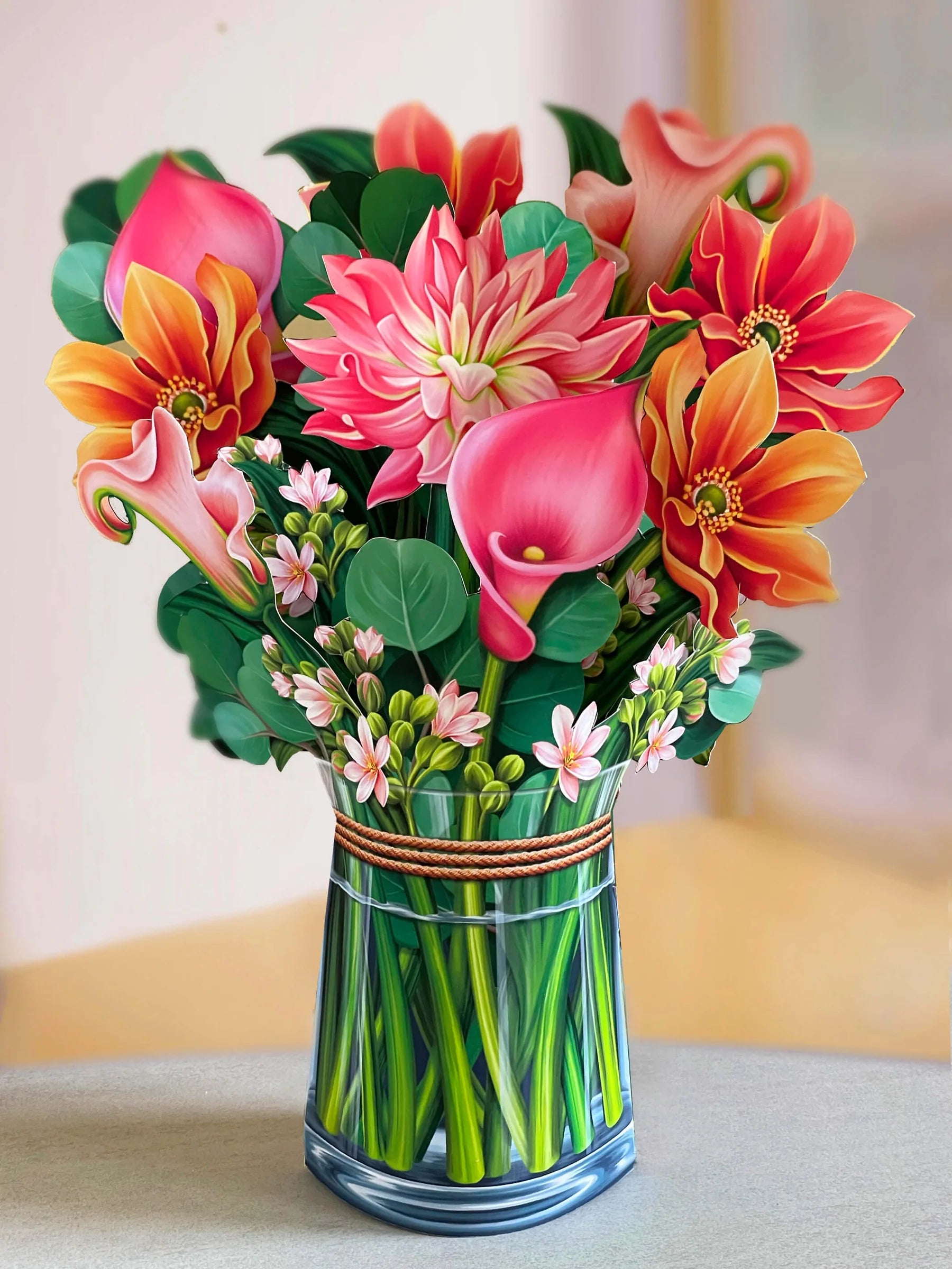 dear dahlia paper bouquet on a table.