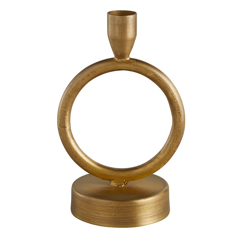 brass finished candleholder on a white background.