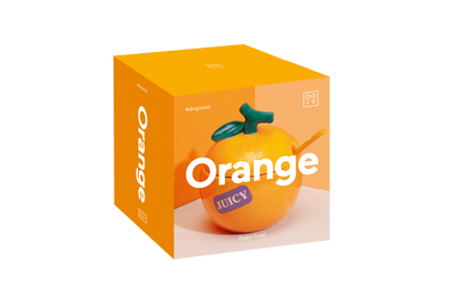 box packaging for orange shaped sugar bowl.