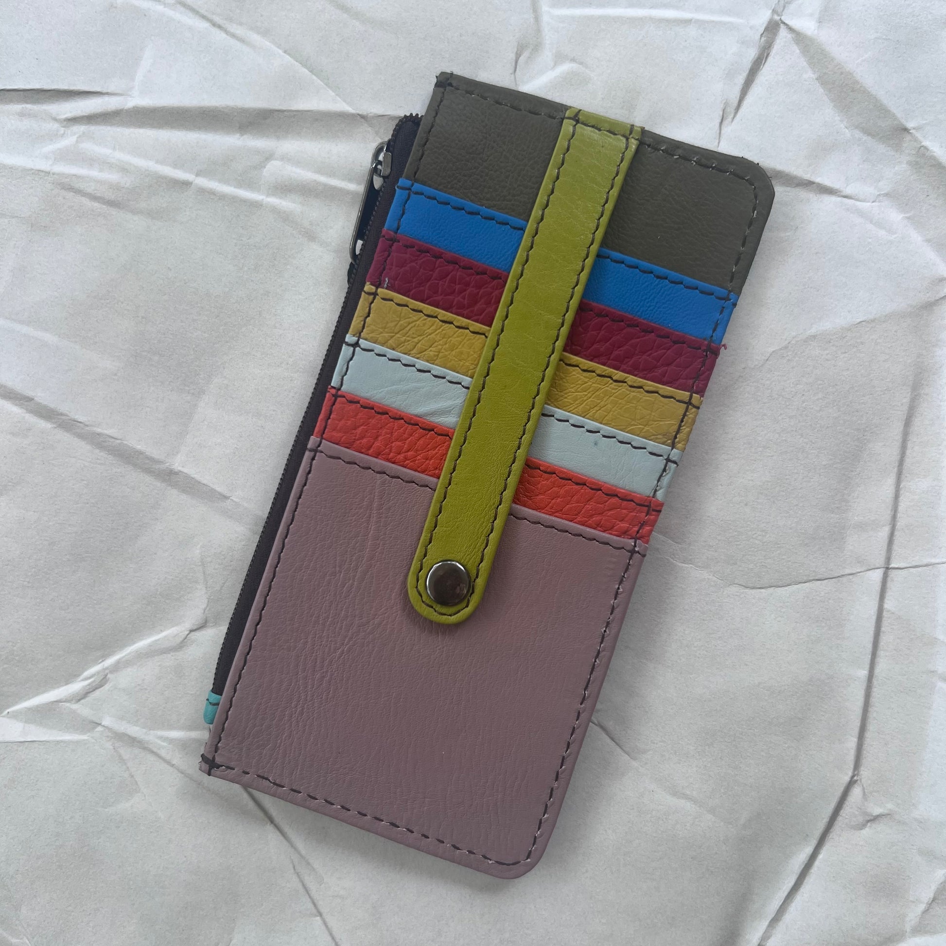 other side of Cassie Card Holder with colorful card slots