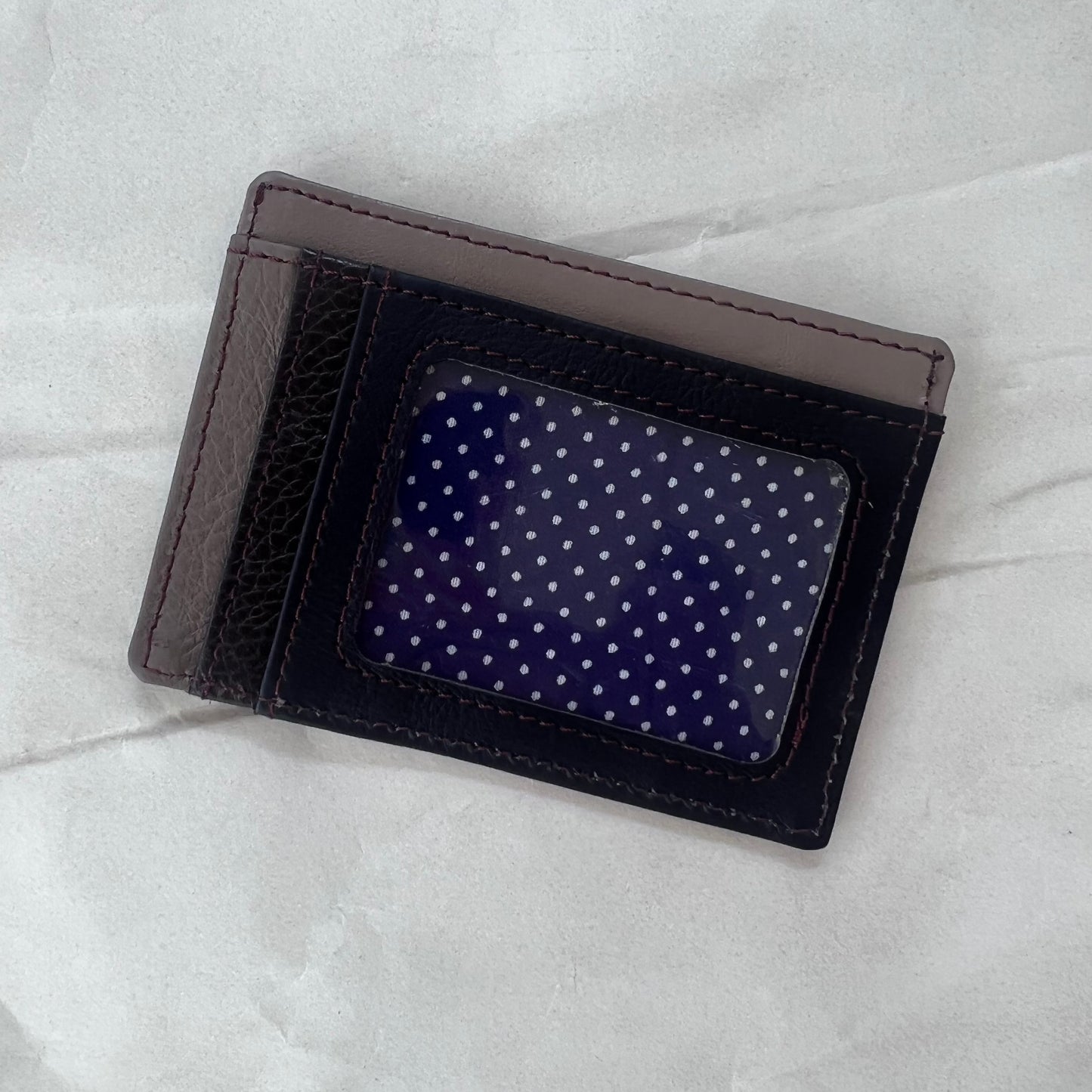 other side of taupe Axel Card Slot Wallet