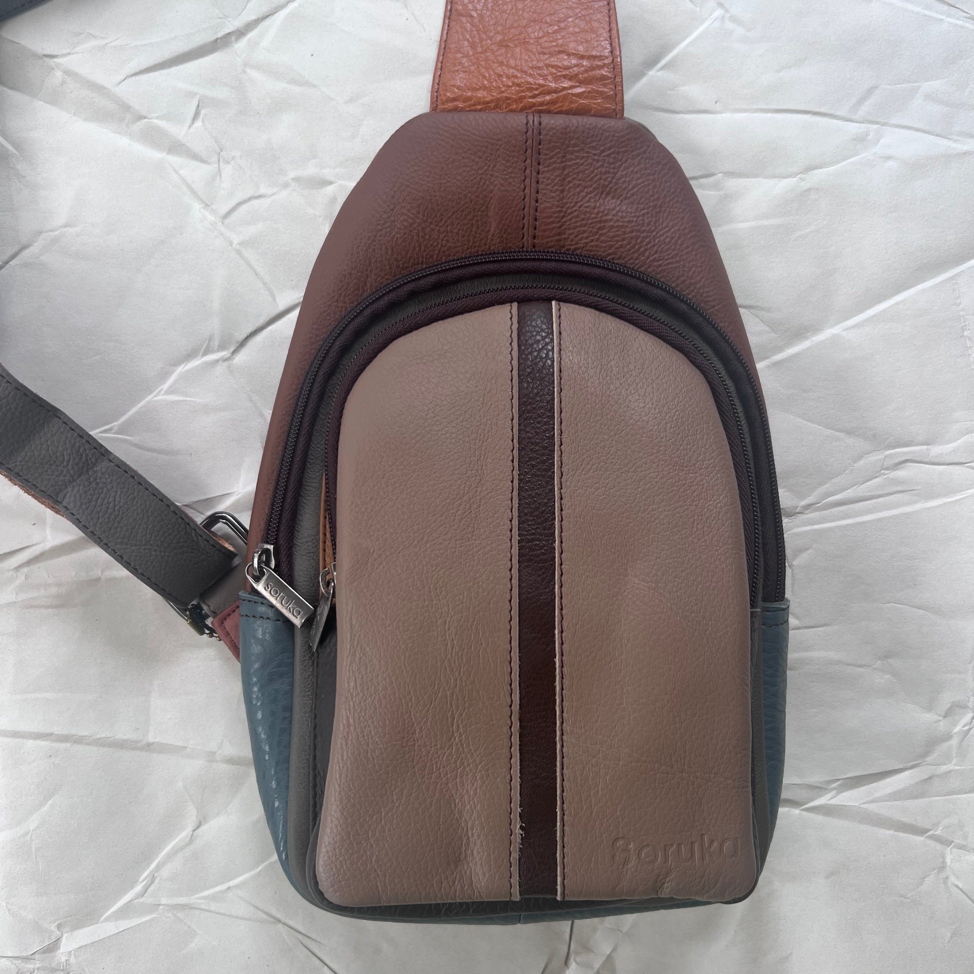 front view of driftwood Gregg Sling Bag