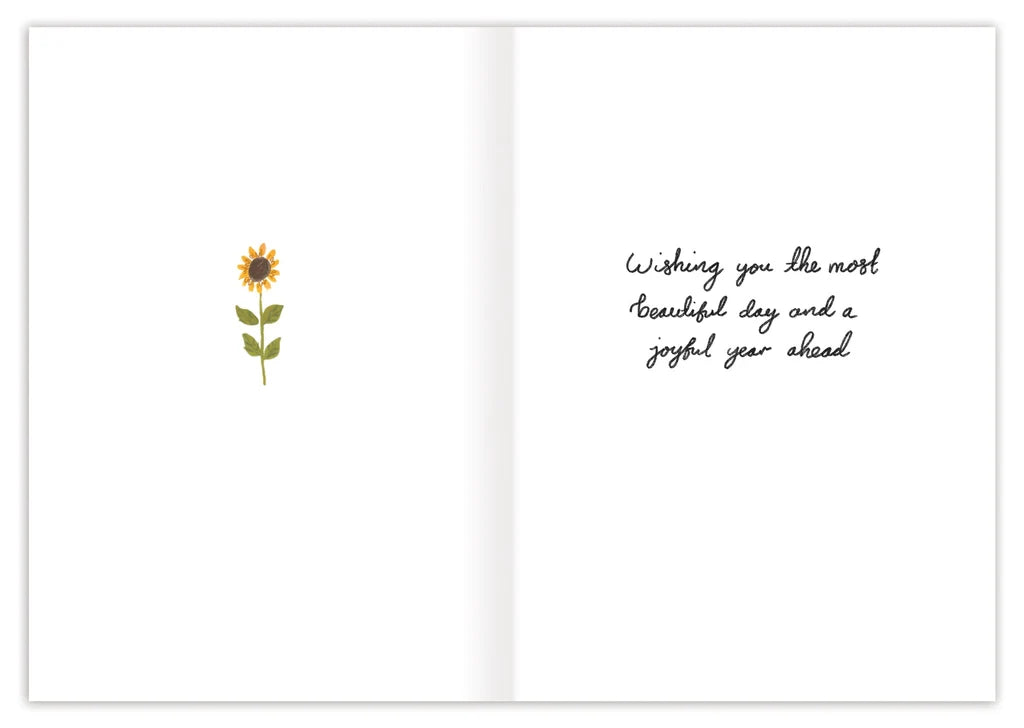inside of card featuring a sunflower
