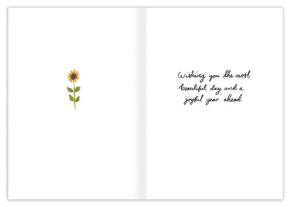 inside of card featuring a sunflower