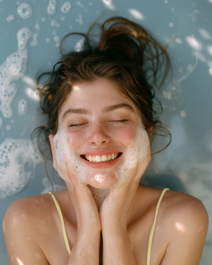 Person washing their face.