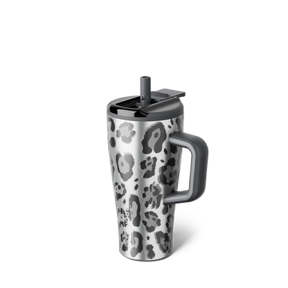Era 20 ounce flip in pattern metallic leopard with the straw up