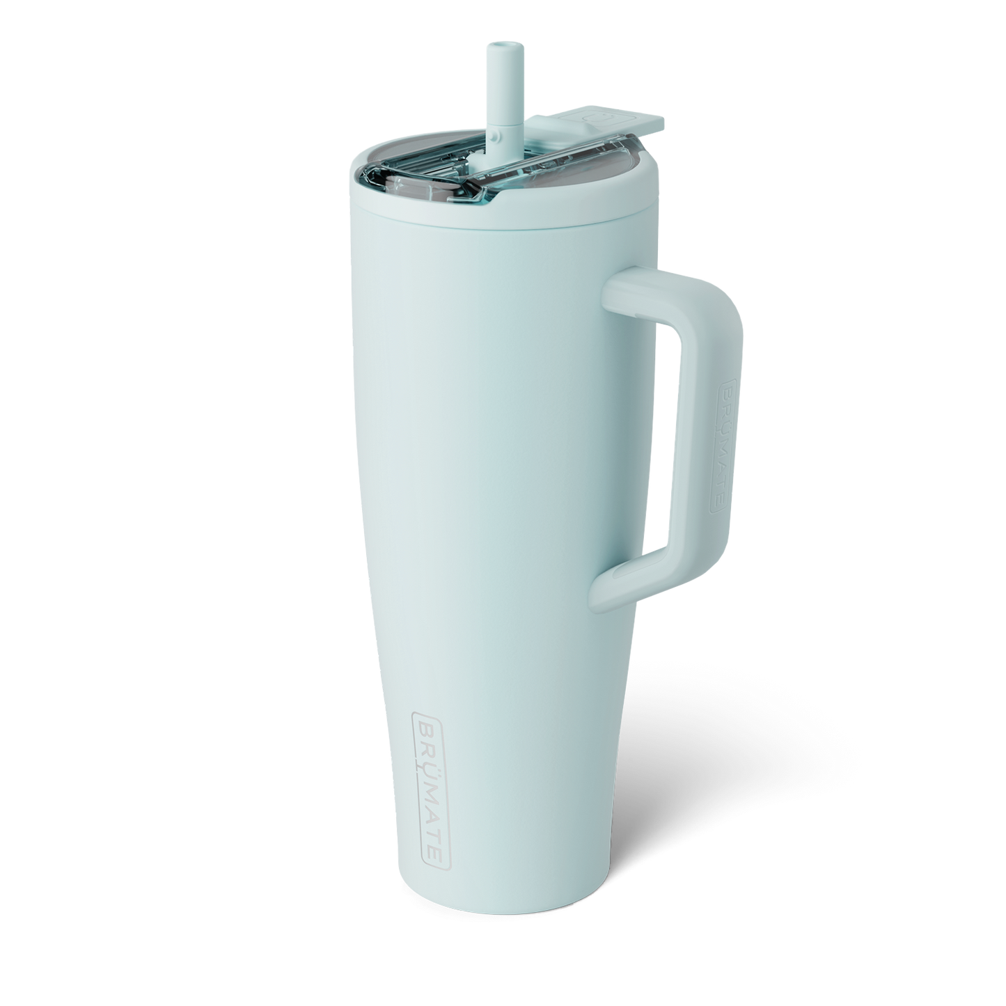 pale green 40 ounce tumbler with flip straw lid shown on a white background

