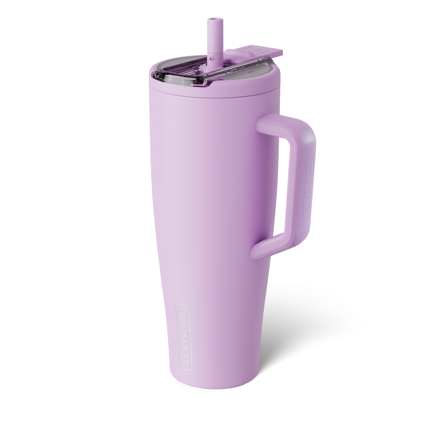 lavender 40 ounce tumbler with flip straw lid shown on a white background
