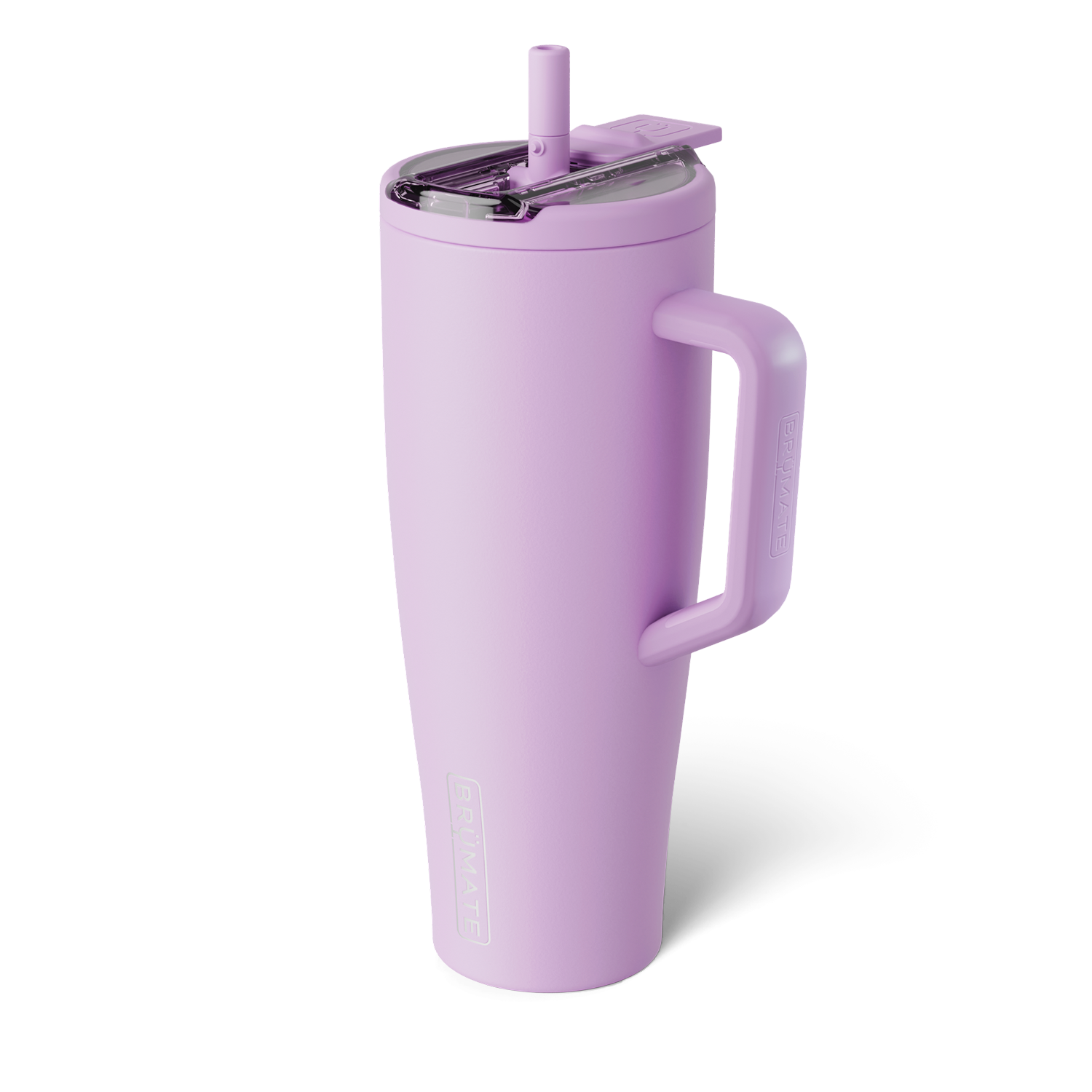 lavender 40 ounce tumbler with flip straw lid shown on a white background
