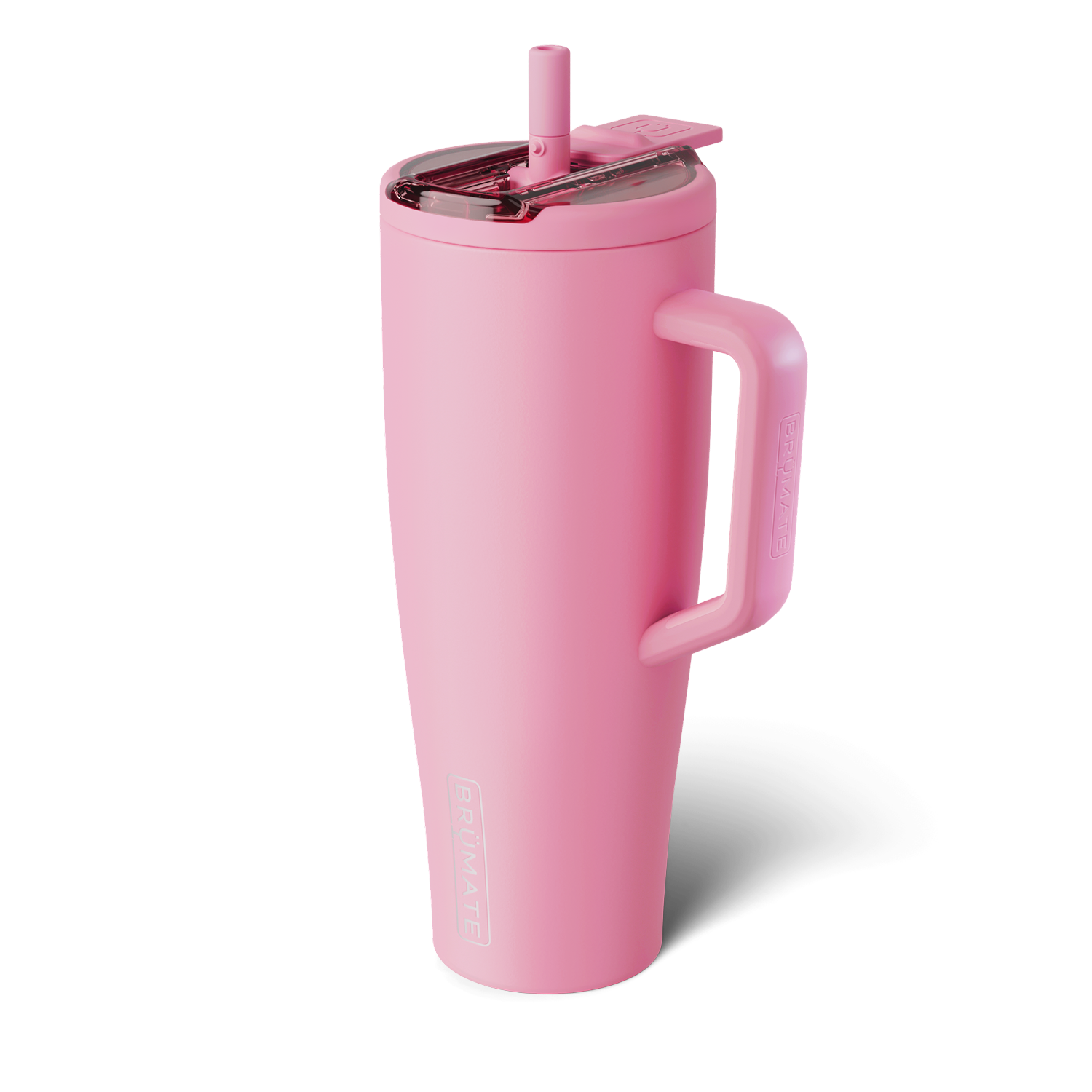 pink tumbler with handle and straw