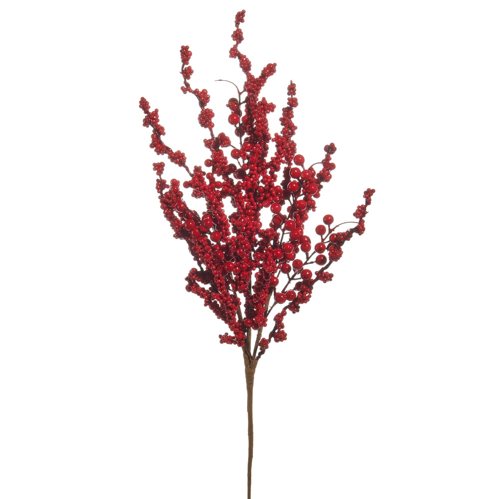 Artificial stem of red berries in assorted sizes