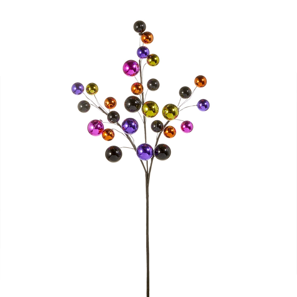 colorful balls on a wired stem arranged on a white background
