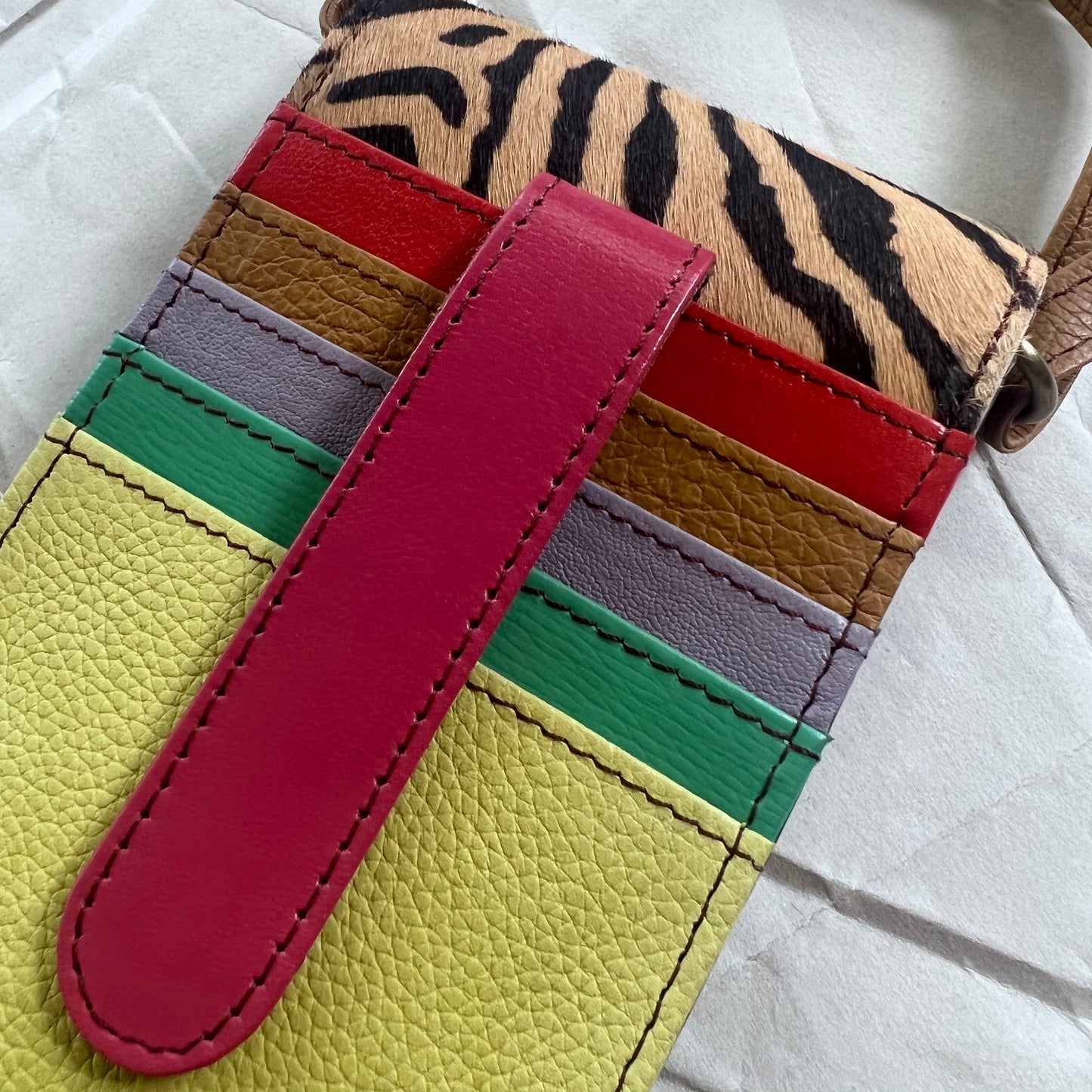 closes-up of colorful card slots