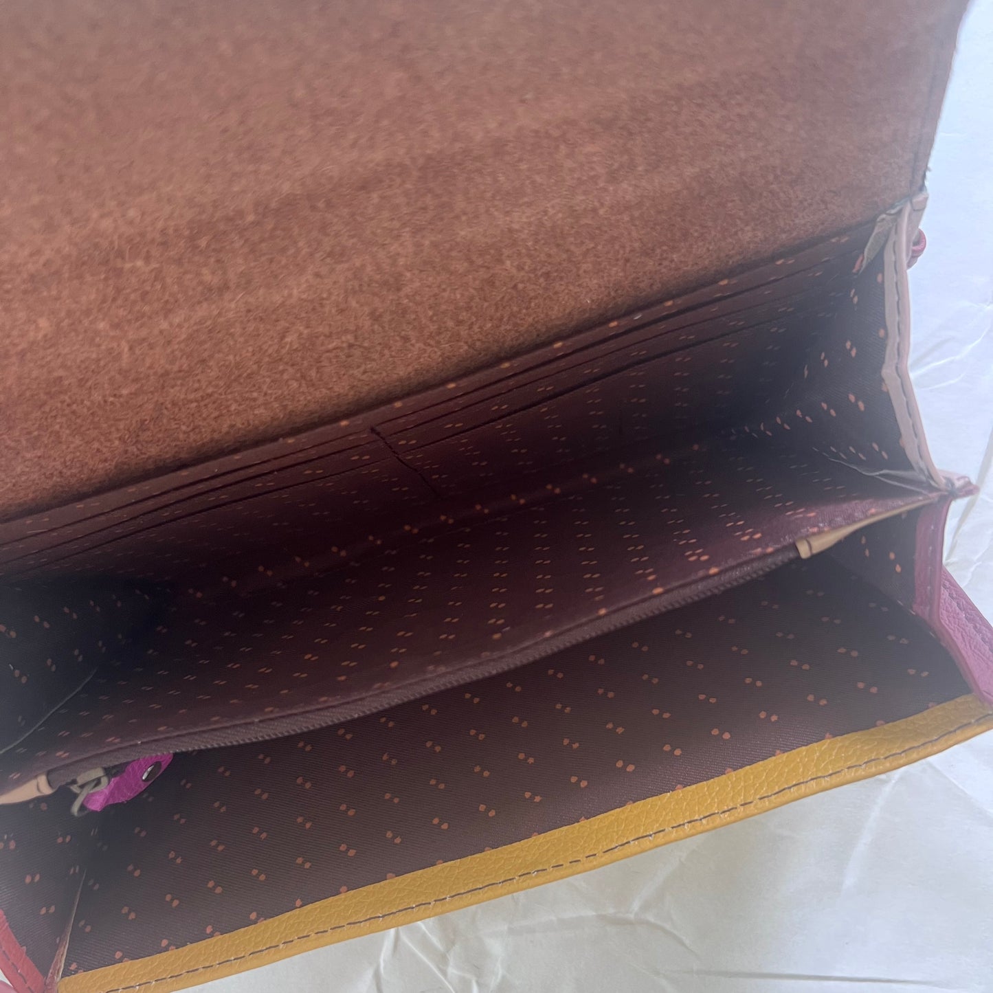 interior view of honey Amelia Clutch Wallet