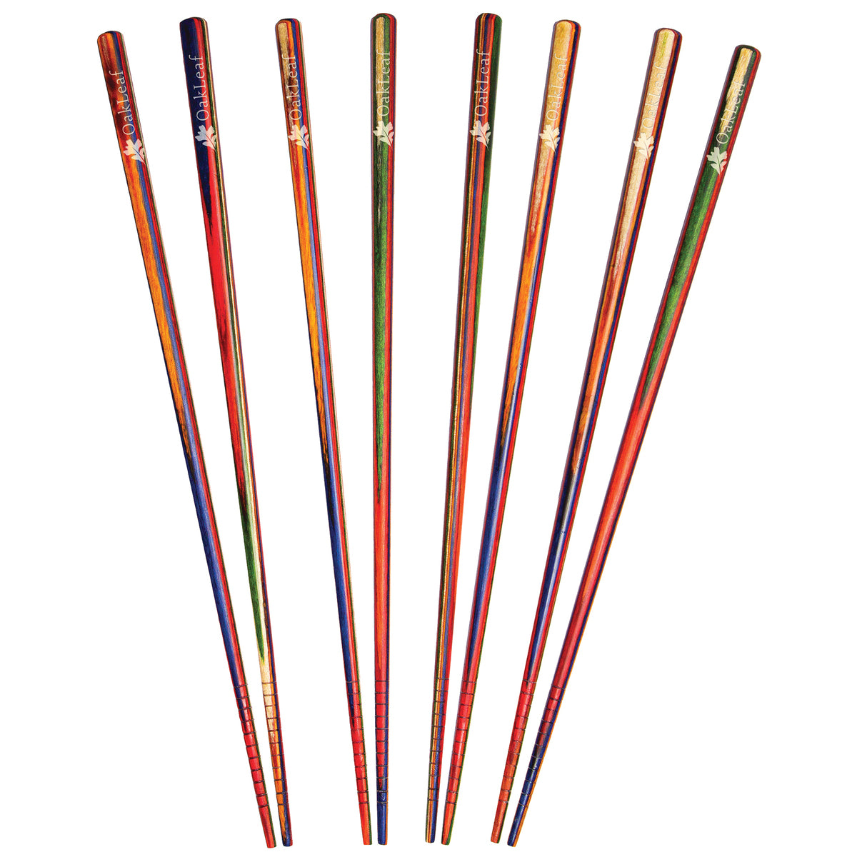 4 sets of Marrakesh Chopsticks in a row on a white background
