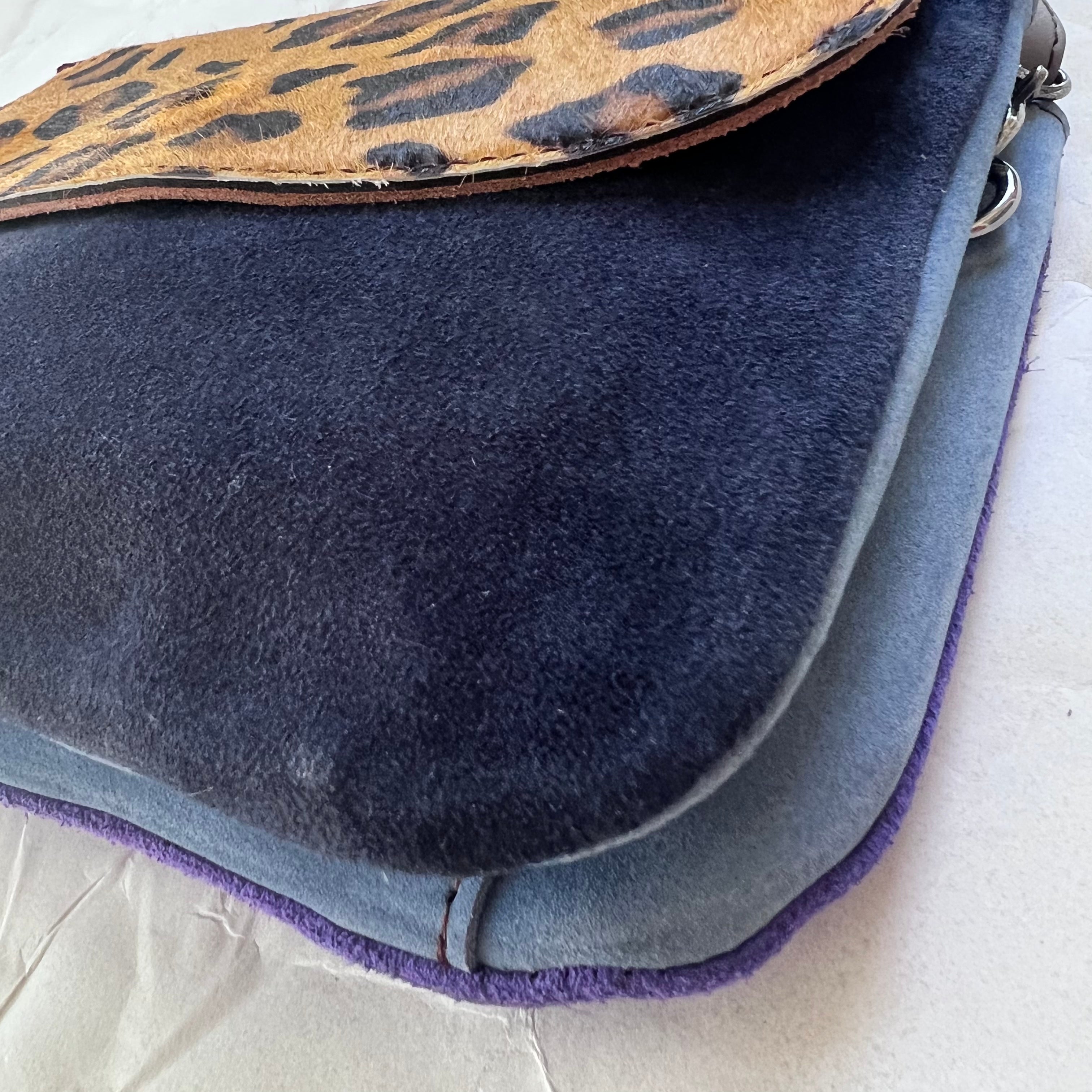 Celine Womens Suede Tote Shoulder Handbag Navy Blue - Shop Linda's Stuff