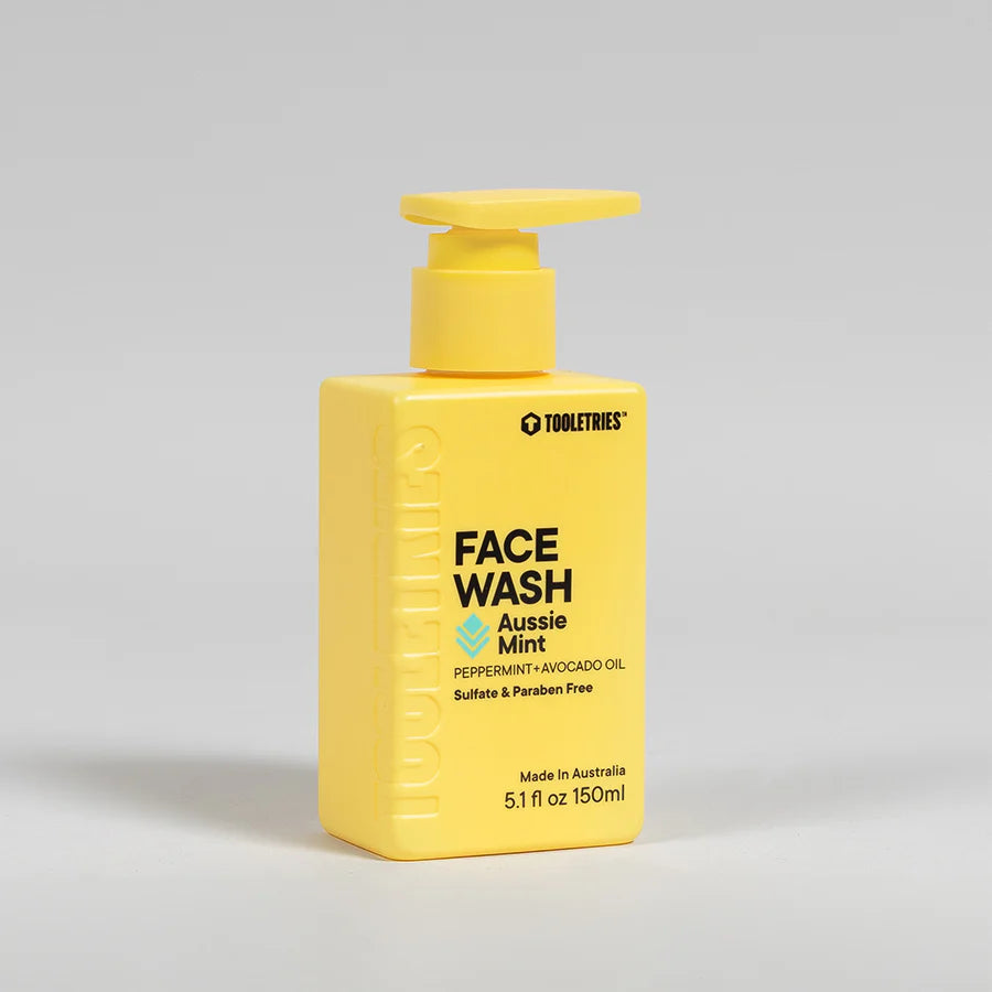 yellow pump bottle of face wash.