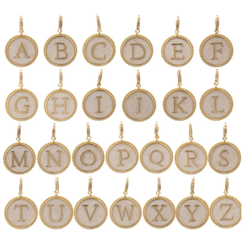 A- Z Madison Initial Charms in rows