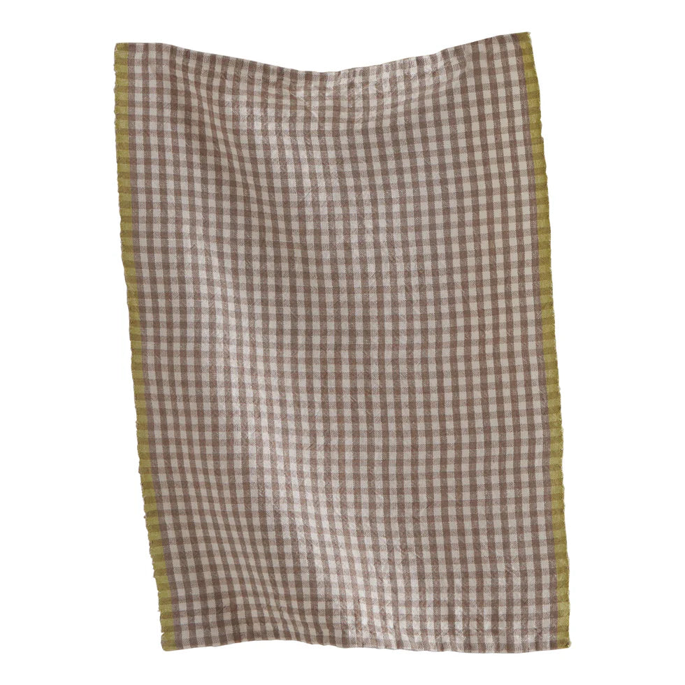 grey Linen Check Dishtowel