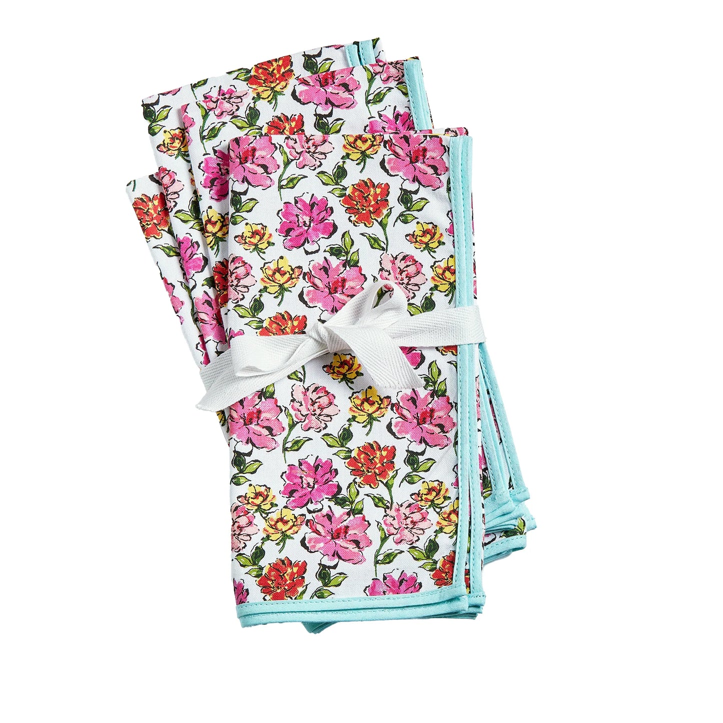 Set of floral-patterned towels with a white background
