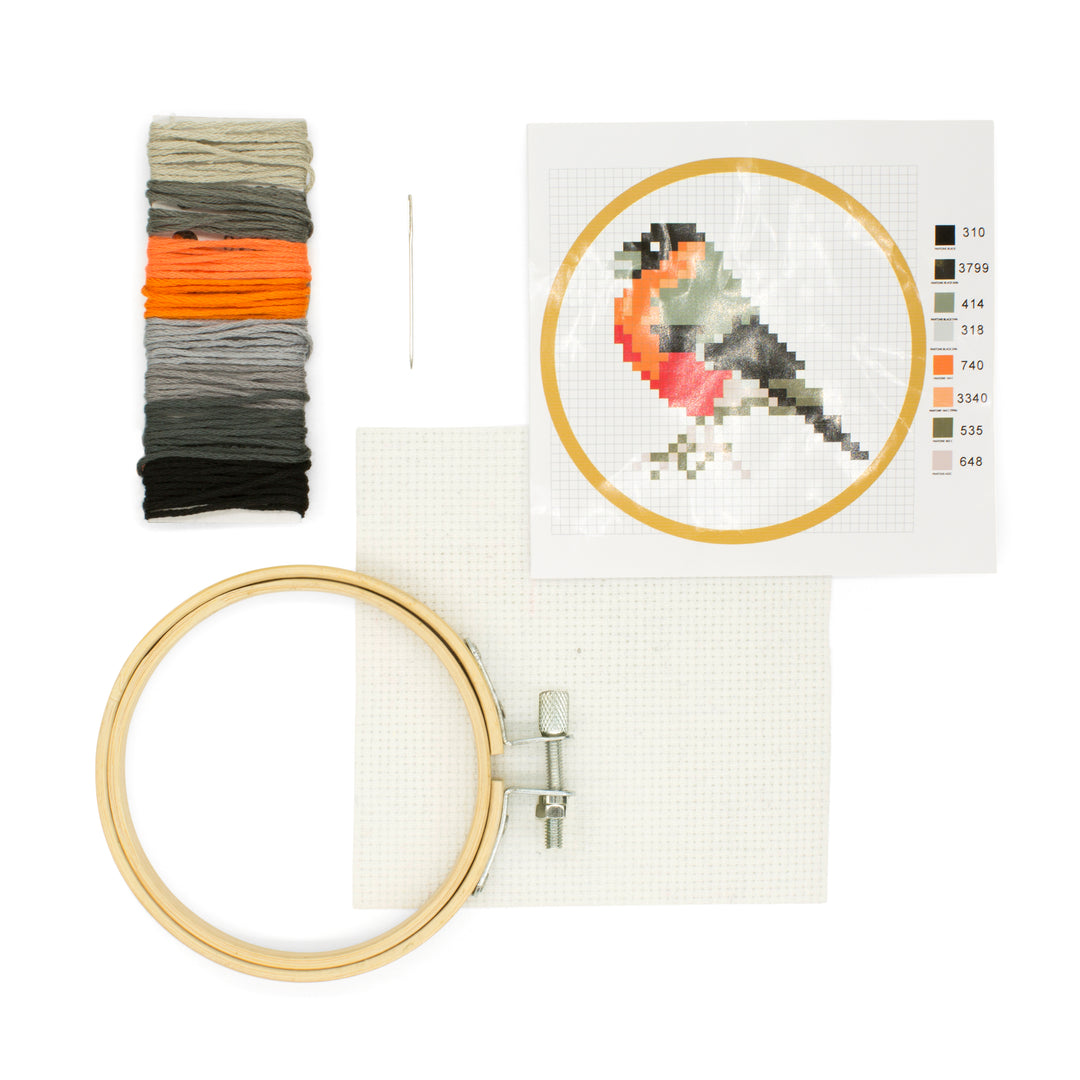 pieces in bird embroidery kit
