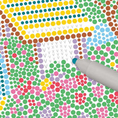 close-up of dotted art book