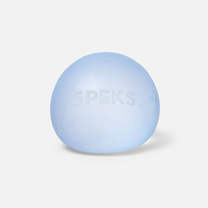 A light blue stress ball with the brand name 'SPEKS' embossed on it.