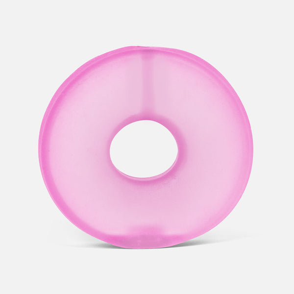 Pink stress ball loop on a white background