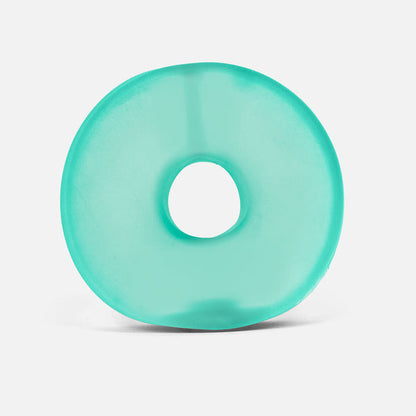 Turquoise stress ball loop  on a light gray background