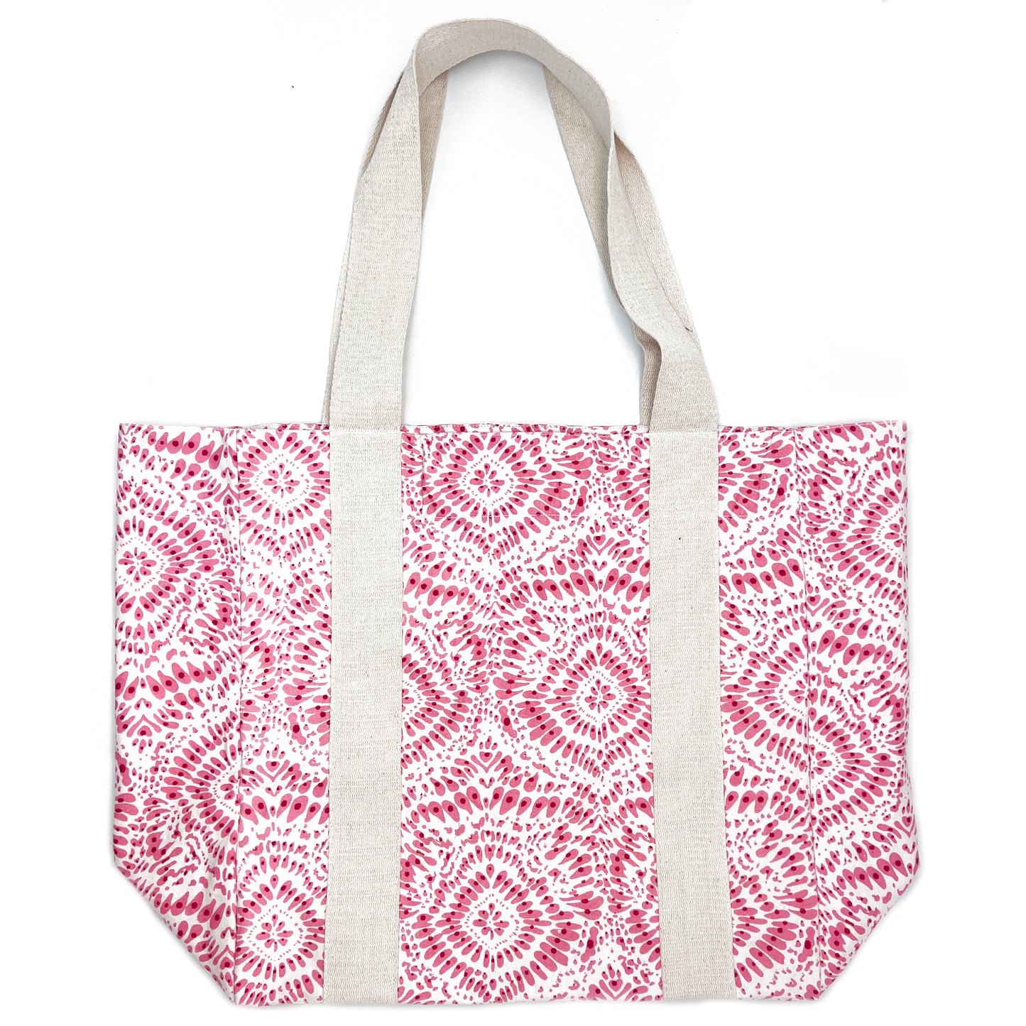 pink paradise canvas bag on a white background.