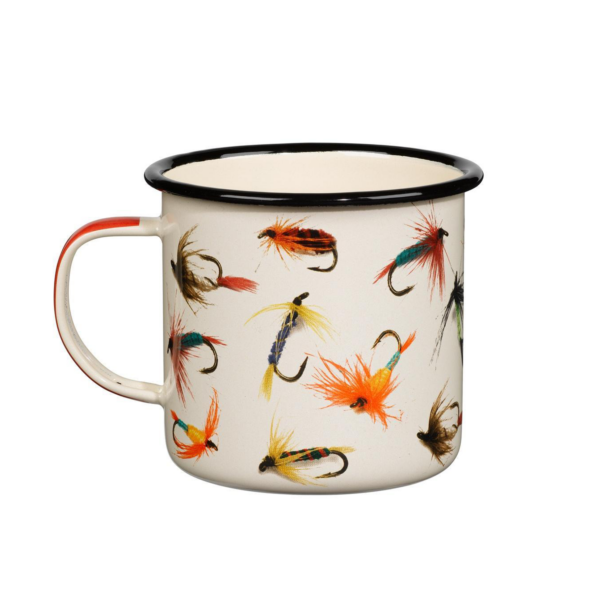 the fly fishing enamel mug on a white background
