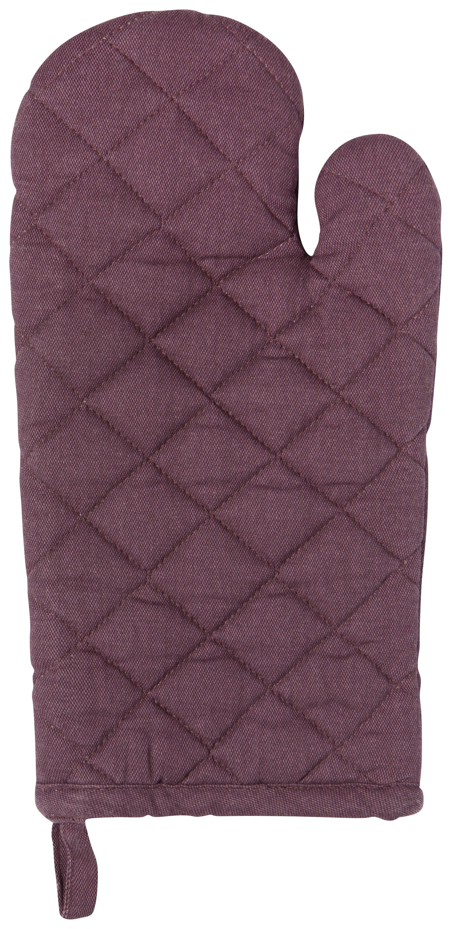 plum colored oven mitt on a white background
