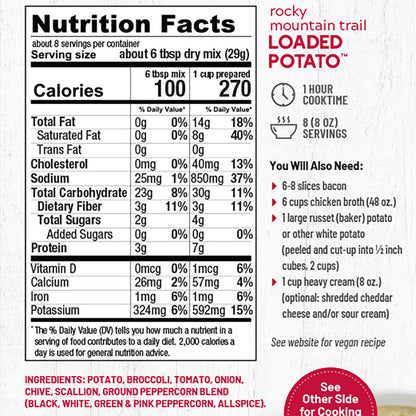 Nutrition facts on product label. Call 501-327-2182 for more information.