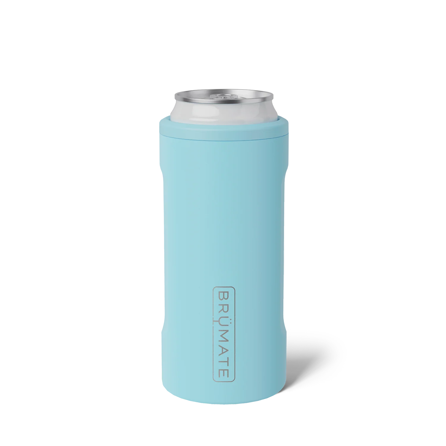 light bright blue slim can hopsulator with a can in it