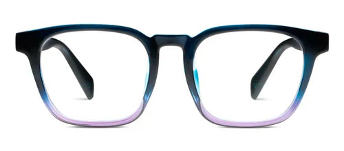 front view of blue/purple latte glasses frame