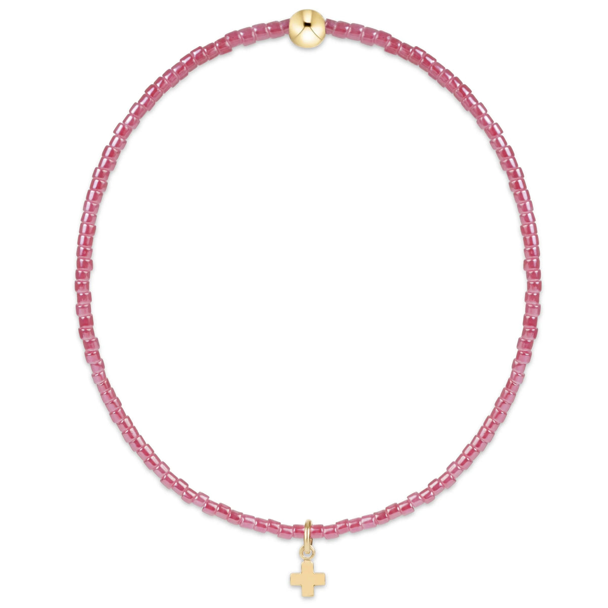 Hope Classic Bracelet Signature Cross Small Gold Charm, Pink Champagne