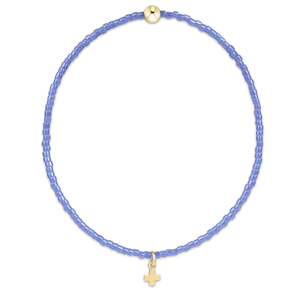 Hope Classic Bracelet Signature Cross Small Gold Charm, Bright Blue