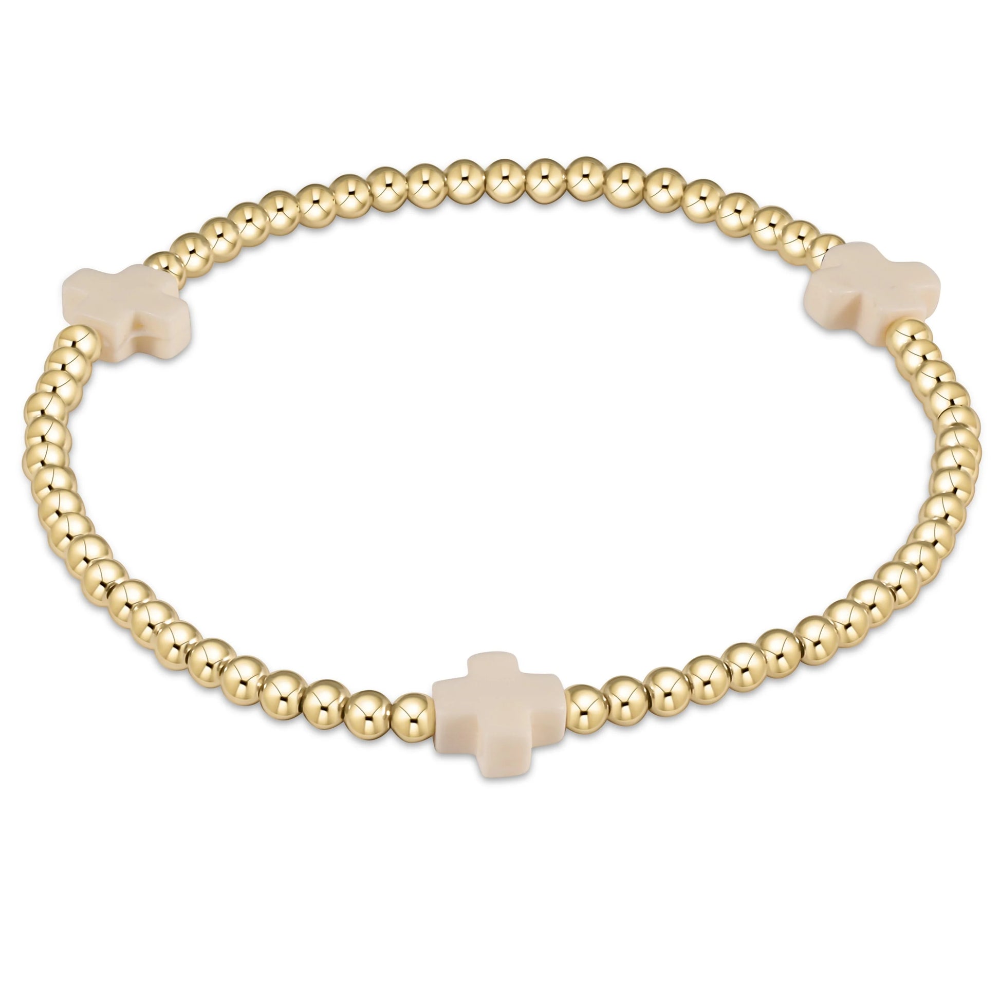 off-white Signature Cross Gold Pattern 3mm Bead Bracelet