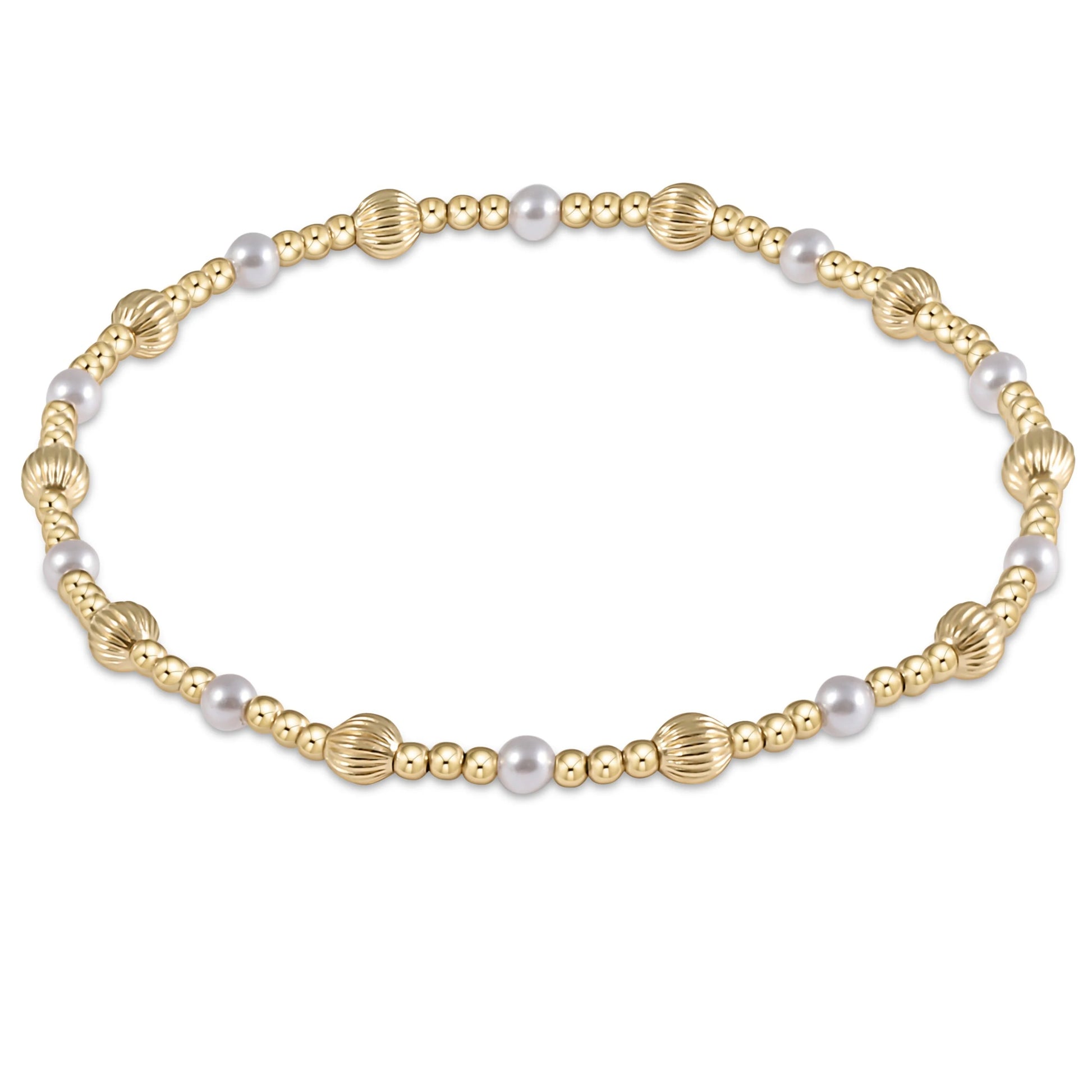 Dignity Sincerity Pattern 4mm Bead Bracelet, Pearl