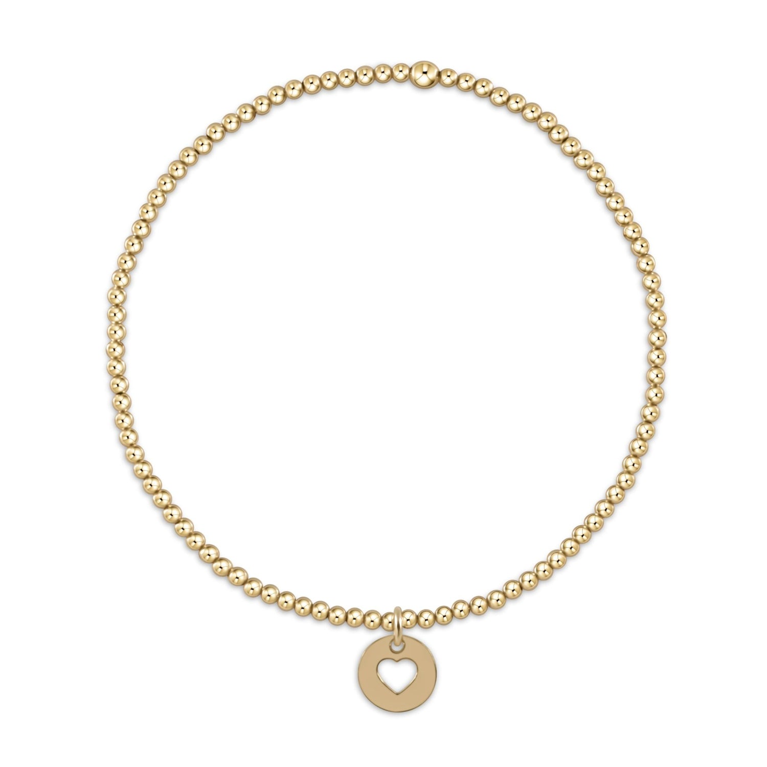 Classic Gold 2mm Bead Bracelet, Love Small Gold Disk
