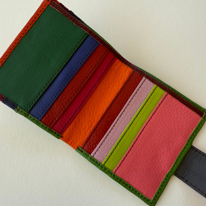 interior view of wallet with colorful card slots