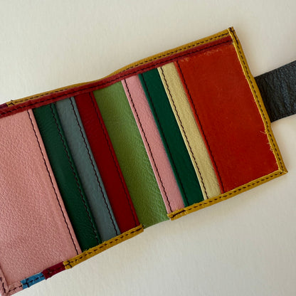 interior view of wallet with colorful card slots