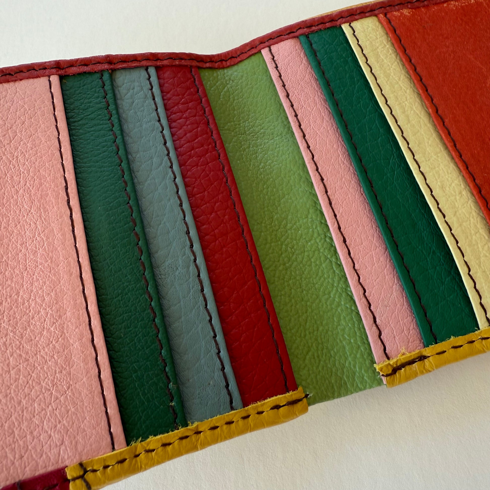 close-up of colorful card slots