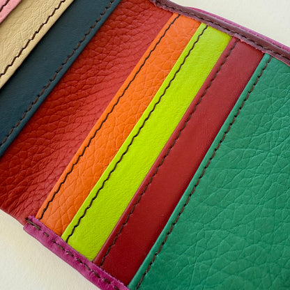 close-up of colorful card slots