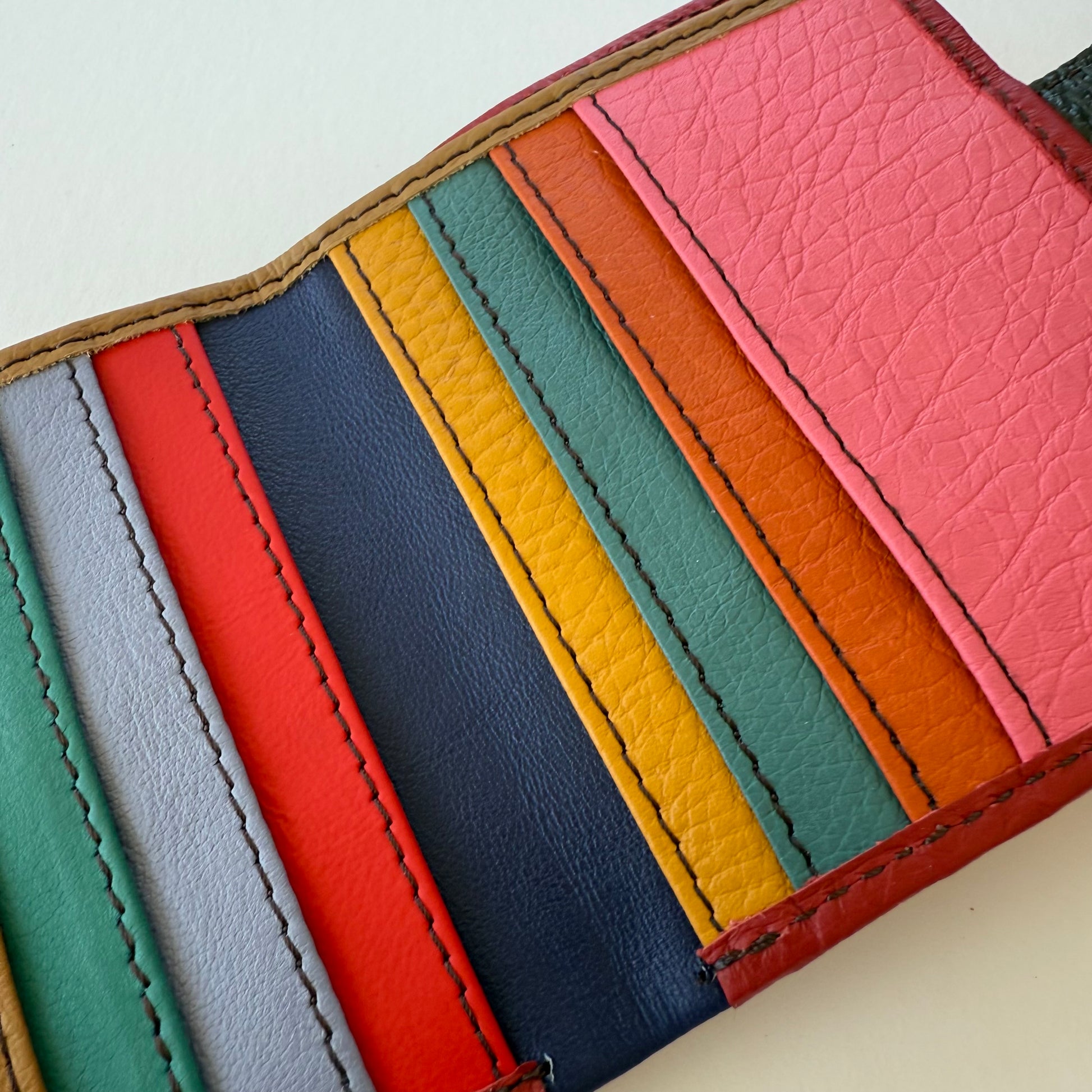 close-up of colorful card slots