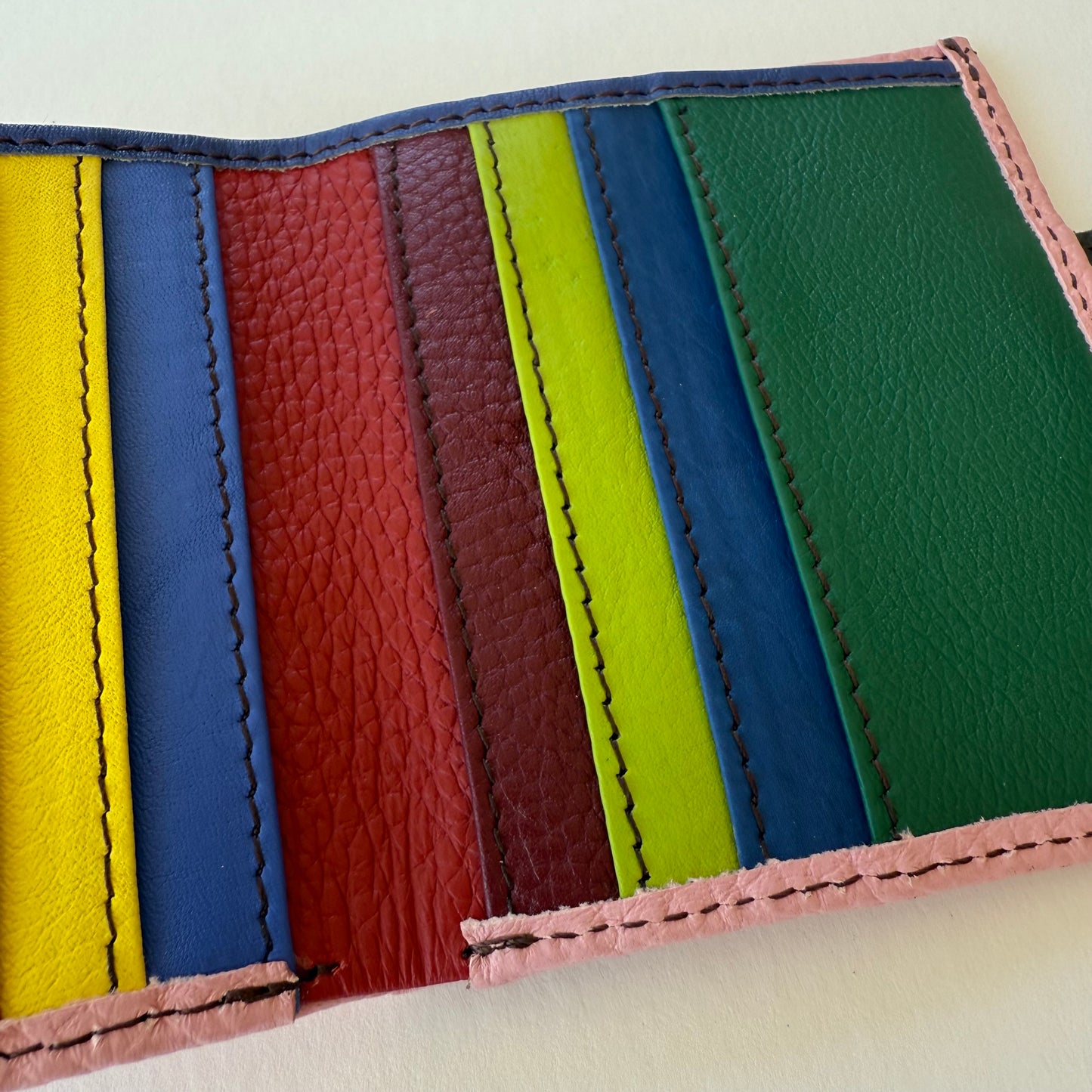 close-up of colorful card slots