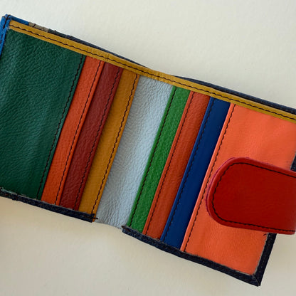 interior view of wallet with colorful card slots