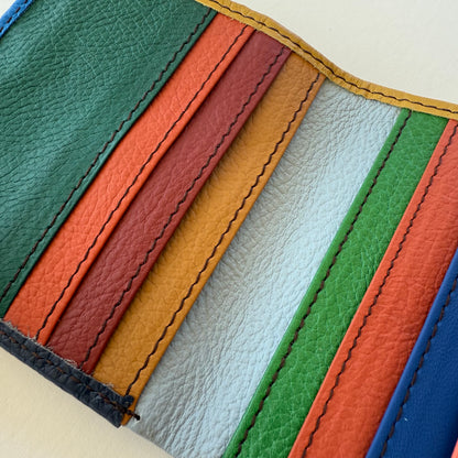 Close-up of a colorful card slots