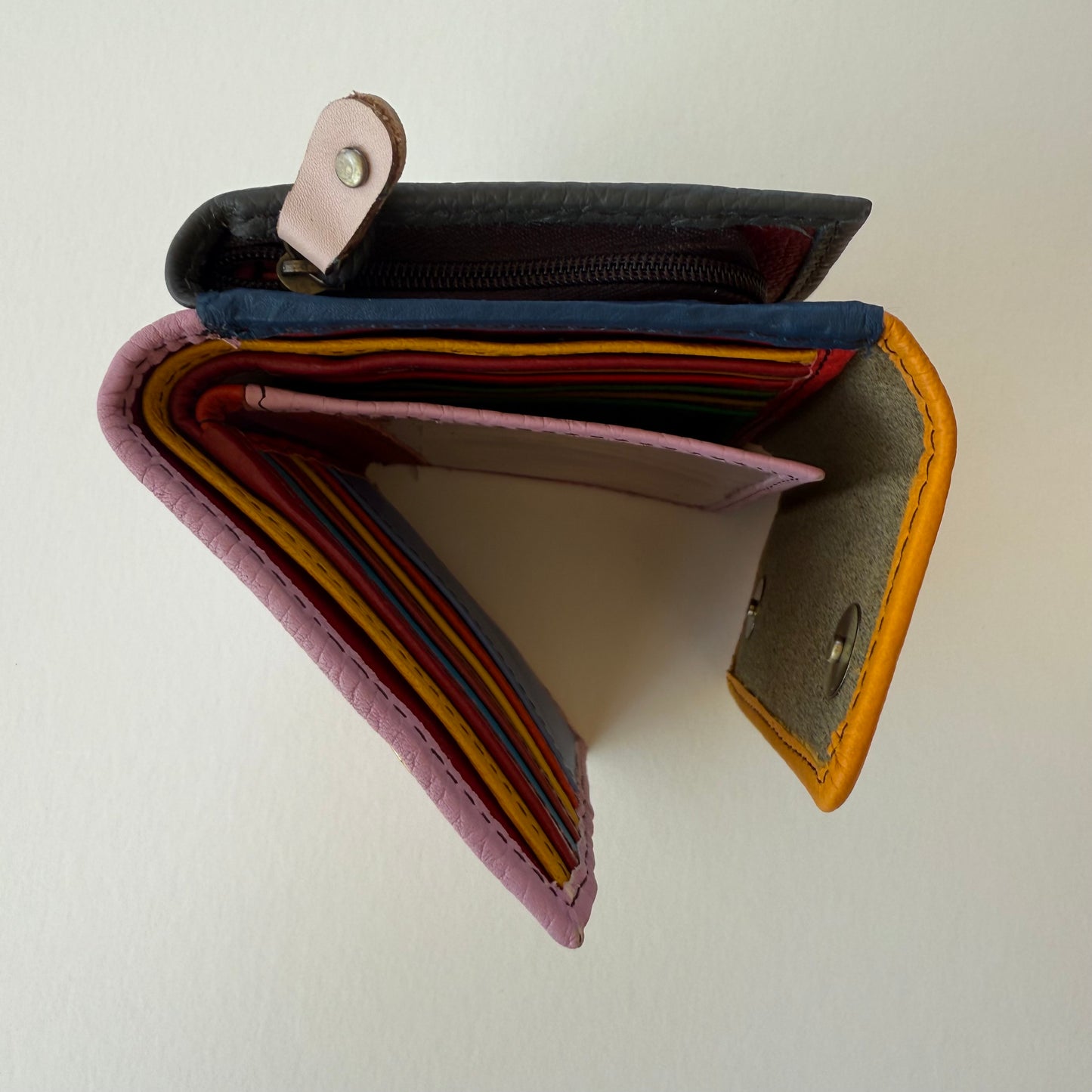 top view of colorful wallet