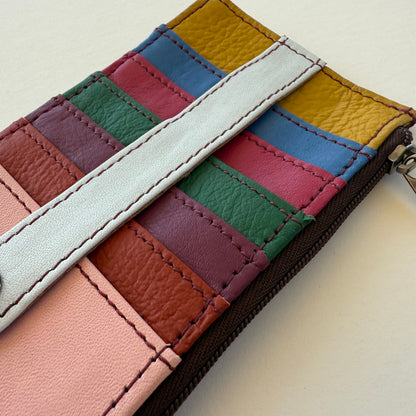 close-up of colorful wallet